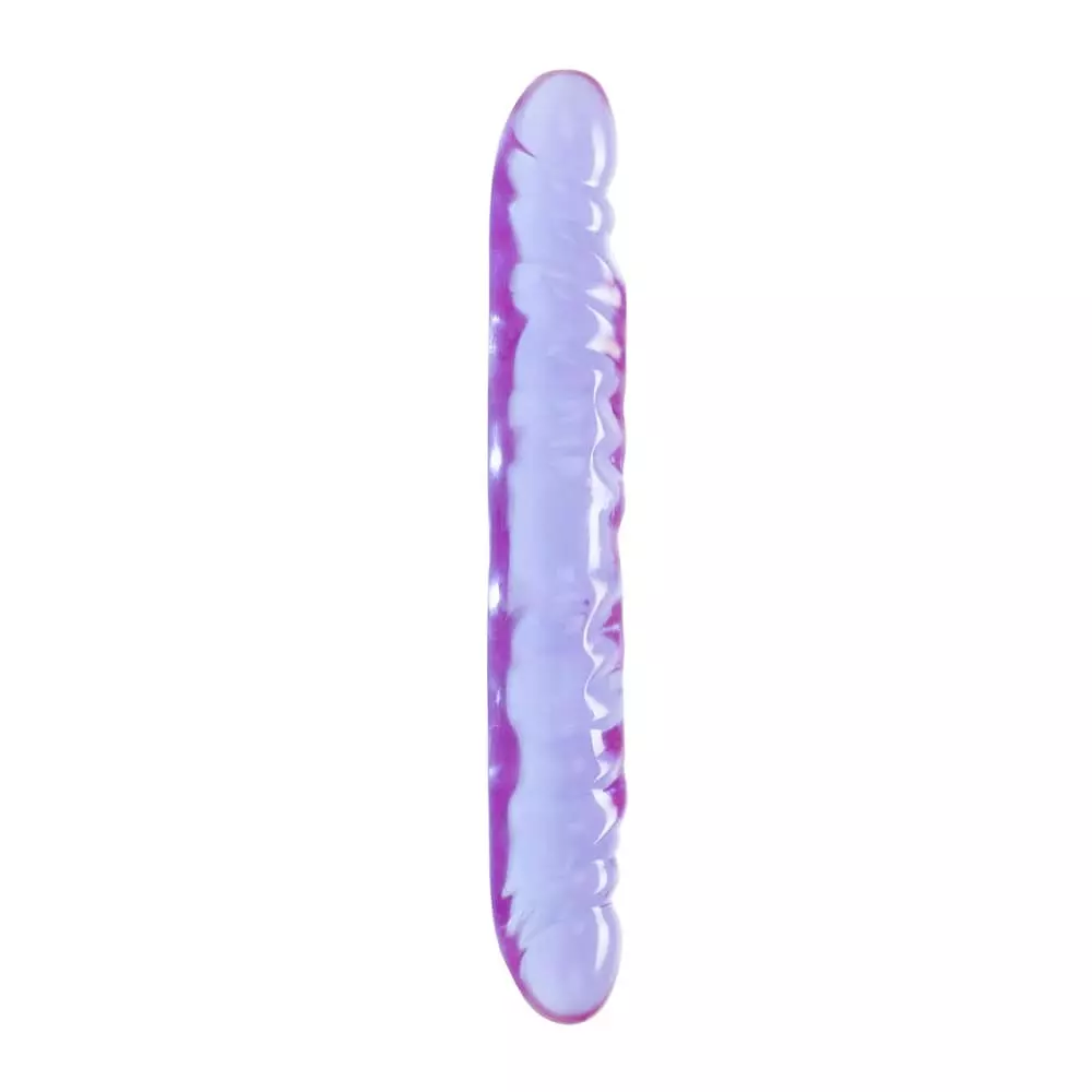 CalExotics Reflective Gel 12 inch Veined Double Dong In Purple
